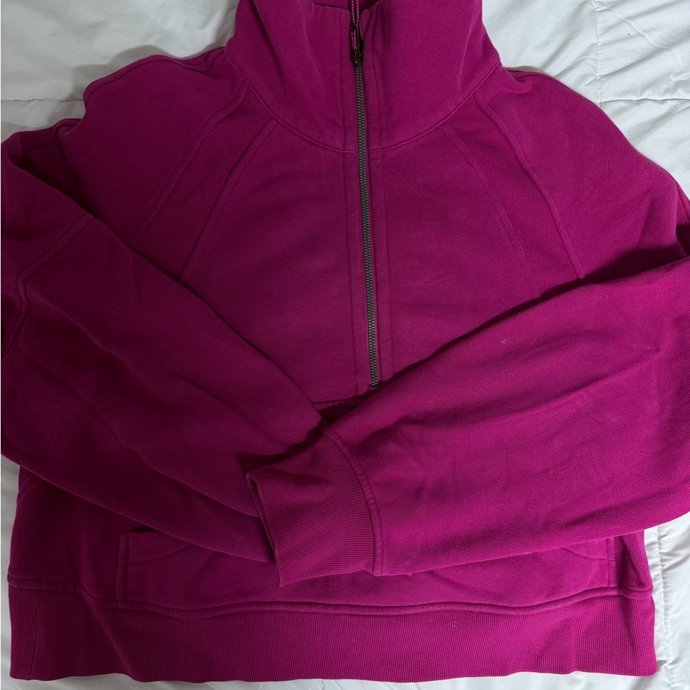 Lululemon Athletica Quarter Zip Cropped Scuba Hot Pink Jacket